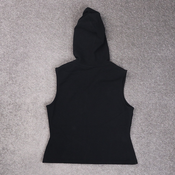 Womens Harley Davidson Medium Black Sleeveless Full Zip Hooded Vest - Picture 2 of 9